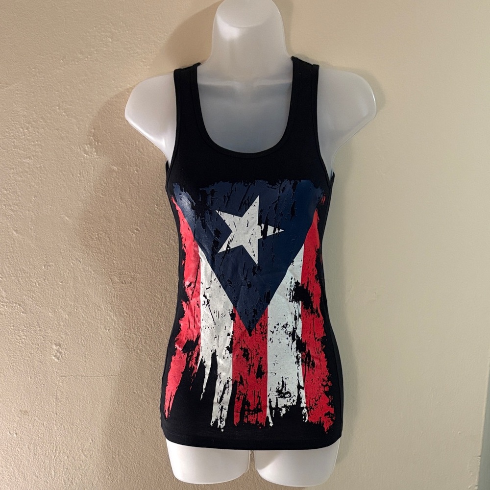 Women's Black Puerto Rico Flag Tank Top